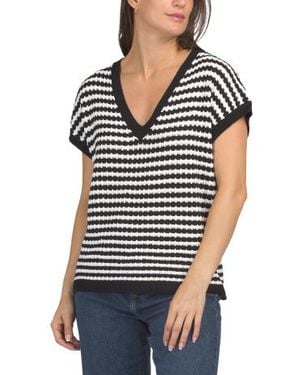 Marshalls V-Neck Crochet Look Sweater Vest For - Black