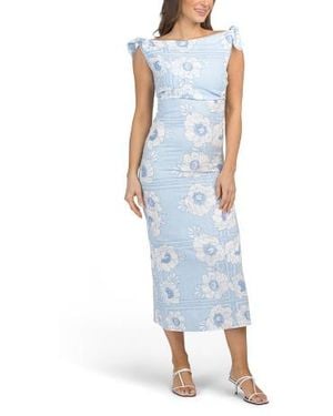 Marshalls Linen Blend Off The Shoulder Floral Maxi Dress For - Blue