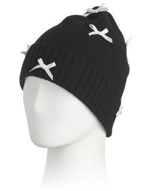 Marshalls Cashmere Bow Applique Hat - Black