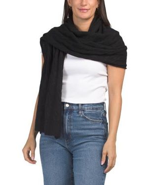 Marshalls Cashmere All Over Cable Knit Wrap For - Black