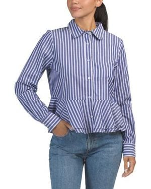 Marshalls Striped Peplum Top For - Blue