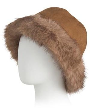 Marshalls Fully Reversible Faux Suede To Faux Fur Bucket Hat For - White