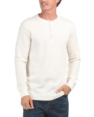 Marshalls Thermal Henley Neck Top For - White