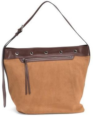 Marshalls Suede Hobo With Framed Top For - Brown