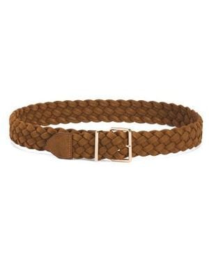 Marshalls Wide Faux Suede Braided Belt With Tone Buckle For - Brown