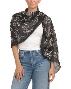 Marshalls Embroidery Floral Leaf Crinkle Shawl For - Gray