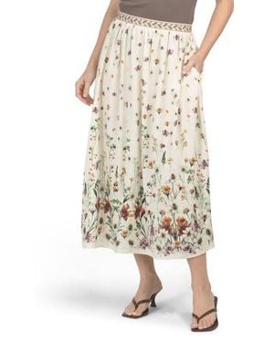 Marshalls Linen Blend Floral Pattern Maxi Skirt For - Natural
