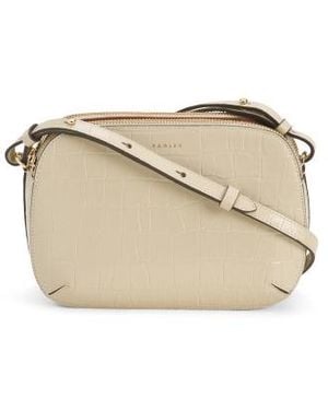 Marshalls Leather Dukes Place Faux Crocodile Medium Zip Top Crossbody For - Natural