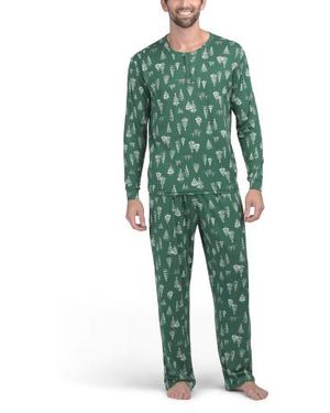 Marshalls Winter Trees Pajama Top And Pants Set For - Green