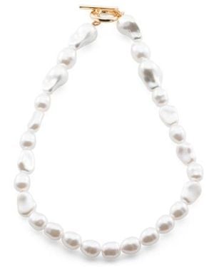 Marshalls Tone Plated Faux Pearl Toggle Necklace For - White