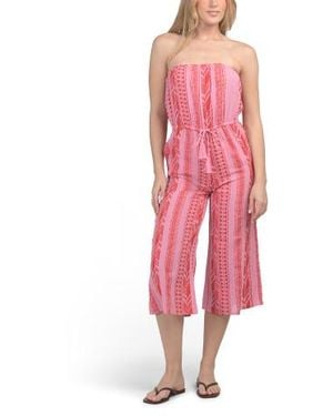 Marshalls Coule Strapless Swim Cover-Up Jumpsuit For - Pink