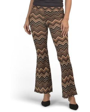Marshalls Lurex Blend Chevron Pull On Flare Leg Pants For - Brown
