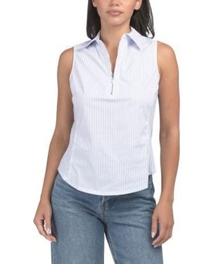 Marshalls Petite Striped Shirt With Knit Side Panels For - White