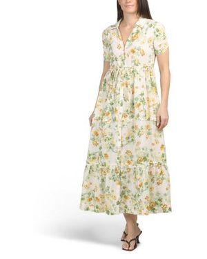 Marshalls Linen Blend Strapless Contrast Trim Maxi Dress With Button Front For in Natural | Lyst Marshalls Linen Blend Strapless Contrast Trim Maxi Dress With Button Front For in Natural | Lyst