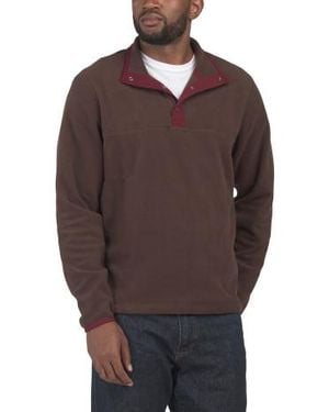 Marshalls Fleece Snap Button Mock Neck Top For - Brown