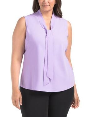 Marshalls Plus Tie Front Stretch Blouse For - Purple