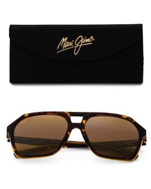 Marshalls 57Mm Wedges Contemporary Polarized Aviator Sunglasses - Black