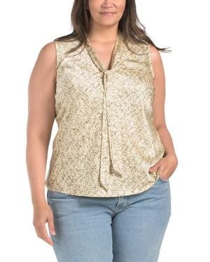 Marshalls Plus Tie Front Prined Satin Blouse For - Natural