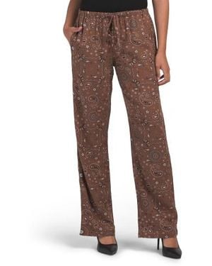 Marshalls Linen Blend Bandana Printed Pull On Pants For - Brown