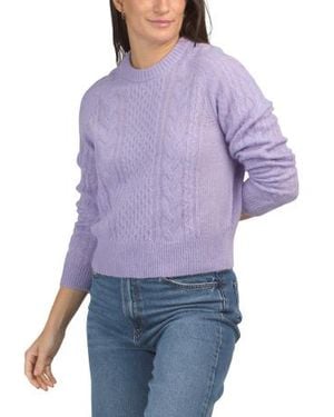 Marshalls Alpaca And Wool Blend Mixed Stitch Pull Over Crew Neck Sweater For - Purple