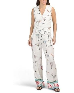 Marshalls 2Pc Linen Blend Cin Cin Vest And Matching Pants Set For - White