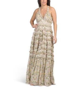 Marshalls Sleeveless Halter Neck Tiered Gown For - Natural