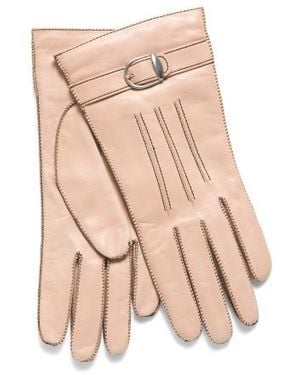 Marshalls Leather Gloves With Wool And Cashmere Blend Lining And Buckle Accent For - Natural