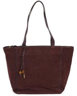 Marshalls Suede Anya Tote With Whipstitch Detail And Beaded Charm For - Purple
