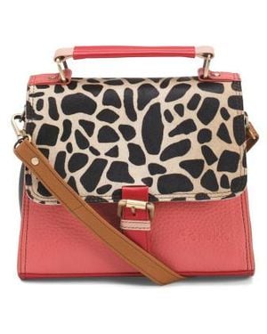 Marshalls Leather Vivian Animal Print Satchel For - Red