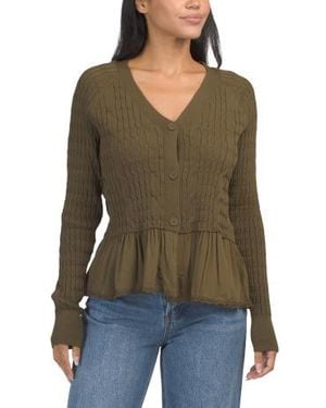 Marshalls Mixed Media Cable Knit Twofer Sweater For - Green