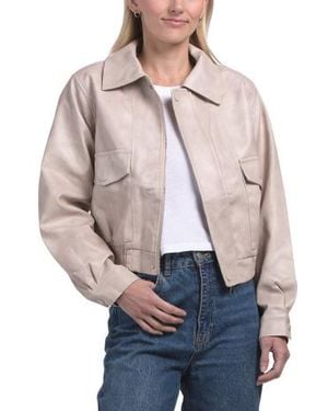 Marshalls Faux Leather Bomber Jacket For - Gray