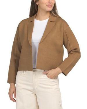 Marshalls Short Open Front Cardigan With Notch Collar For - Natural