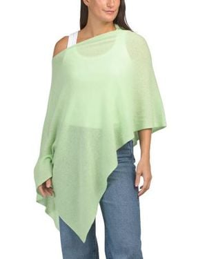 Marshalls Cashmere Cowl Neck Poncho With Crochet Edges For - Green