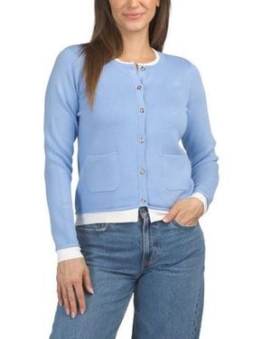 Marshalls Button Front Twofer Sweater For - Blue