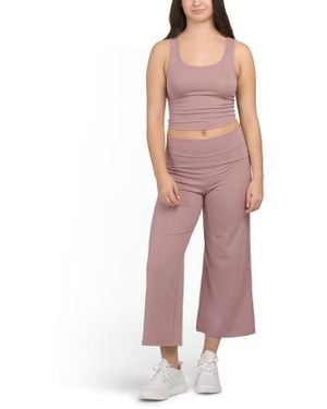 Marshalls Buttery Scoop Neck Tank Top And Fold Over Waist Wide Leg Pants Set For - Red