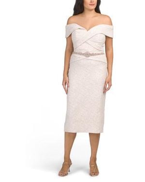 Marshalls Off The Shoulder Jacquard Knit Cocktail Dress For - Pink
