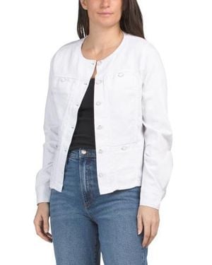 Marshalls Ruched Sleeve Jean Jacket For - White
