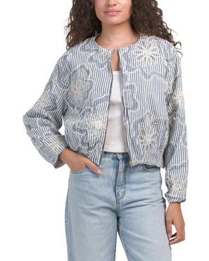 Marshalls Embroidered Denim Jacket For - Blue
