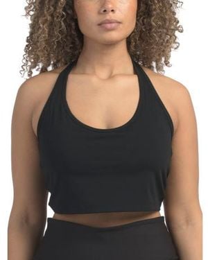 Marshalls Skn Jada Cropped Halter Tank Top With Bra Inside For - Black