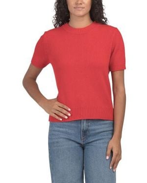 Marshalls Cashmere Crew Neck Short Sleeve Pull Over Sweater - Red