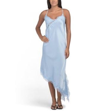 Marshalls Lace Satin Slip Midi Dress For - Blue