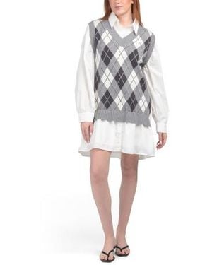 Marshalls Davis Mixed Media Mini Dress For - Gray