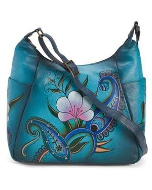 Marshalls Leather Hand-Painted Large Hobo For - Blue