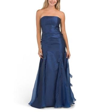 Marshalls Strapless Faux Feather Embellished Gown For - Blue