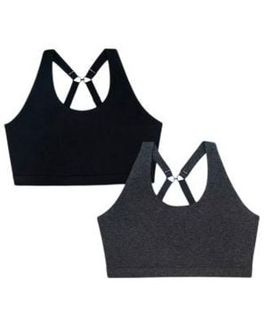 Marshalls 2Pk Cotton Blend Full Figure Lounge Bras For - Black