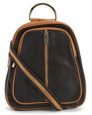 Marshalls Leather Dome Backpack With Front Zipper For - Black
