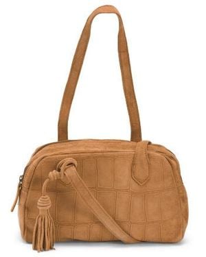 Marshalls Suede Crocodile East West Shoulder Bag For - Brown