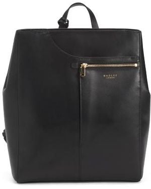 Marshalls Leather Medium Zip Top Backpack With Pockets For - Black