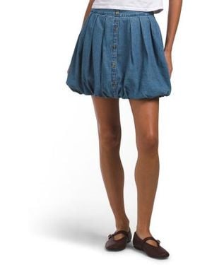 Marshalls Mineral Washed Pleated Bubble Hem Mini Skirt For - Blue