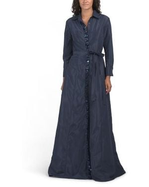 Marshalls Long Sleeve Embellished Shirt Gown For - Blue